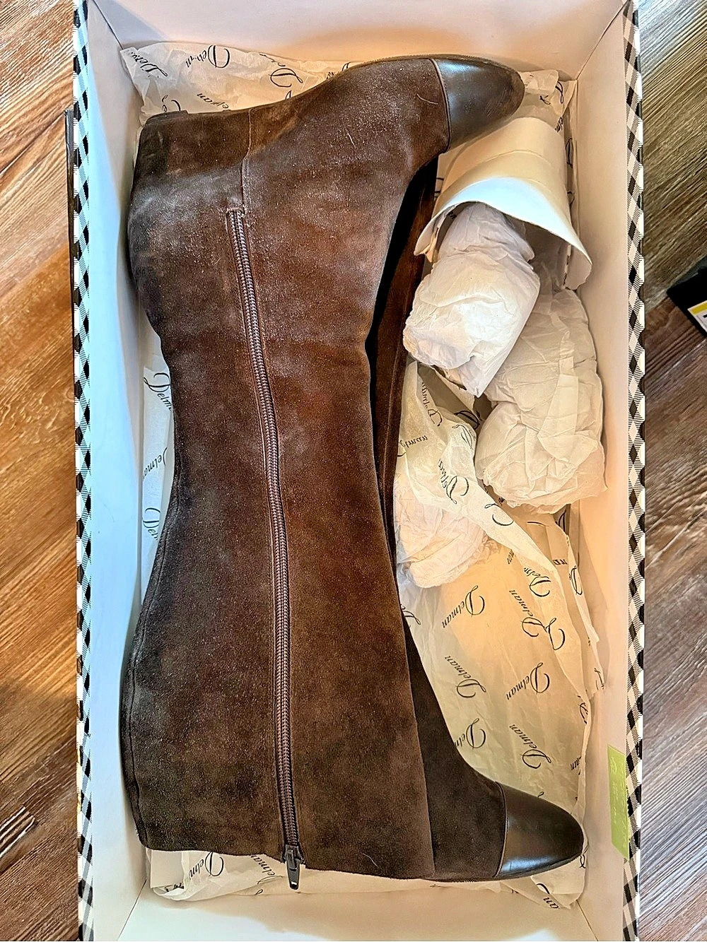Delman Meena Wedge Boot Over-the-Knee Brown US 6.5 W